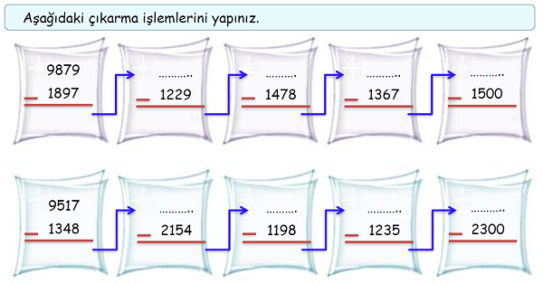 4.Sınıf Matematik Çıkarma İşlemi Alıştırmalar-2