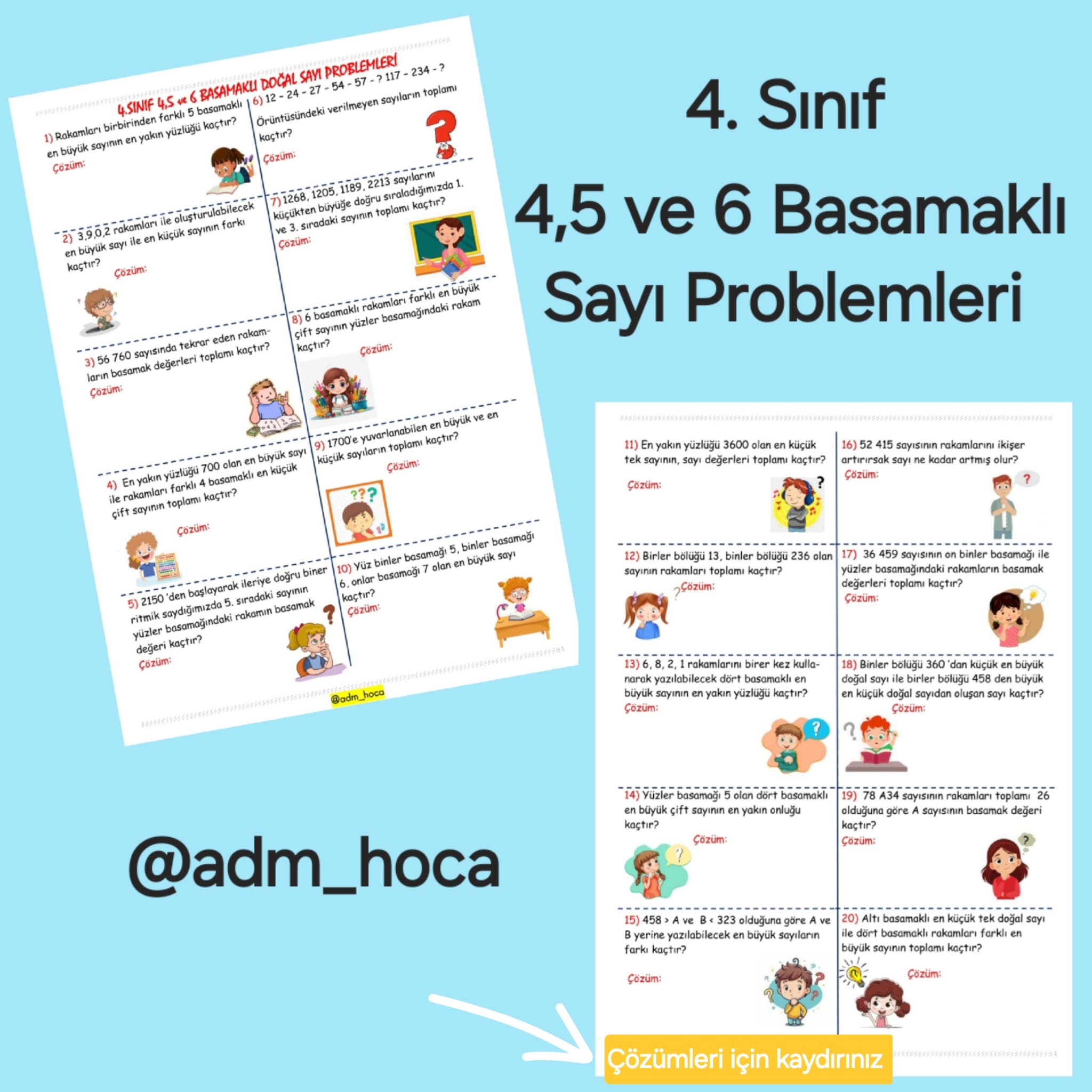 4.Sınıf - 4,5 ve 6 Basamaklı Doğal Sayılar - Problemler