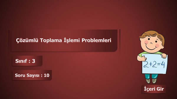 3.Sınıf Matematik Çözümlü Toplama İşlemi Problemleri Sunusu