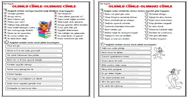 3. Sınıf Türkçe Olumlu Olumsuz Cümle Etkinliği 10