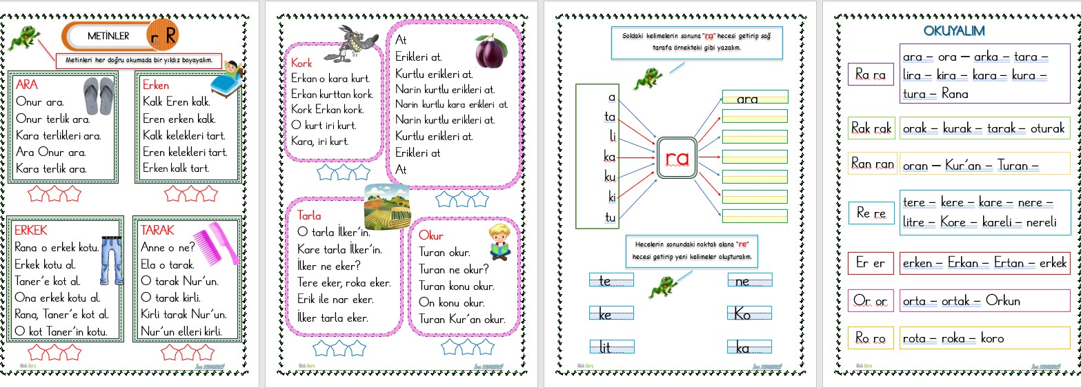 1. Sınıf İlk Okuma Yazma R Sesi METİNLER