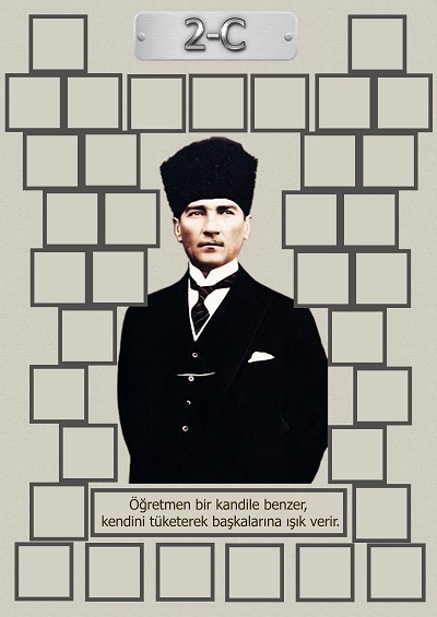 Model 15, 2C şubesi için Atatürk temalı, fotoğraf eklemeli kapı süslemesi - 35 öğrencilik