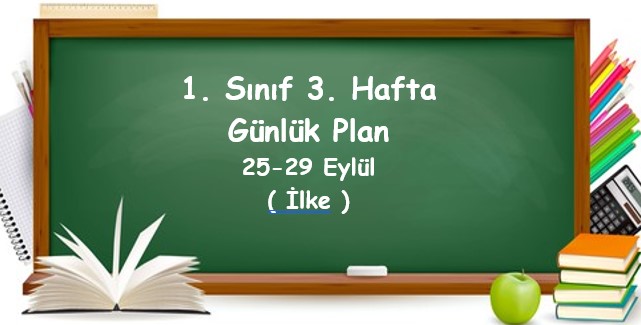 2023-2024 Eğitim Öğretim Yılı 1. Sınıf 3. Hafta Günlük Planlar (25 -29 Eylül)