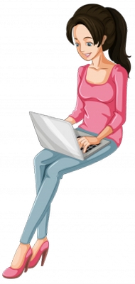 Clipart kucağında laptopuyla bayan resmi png