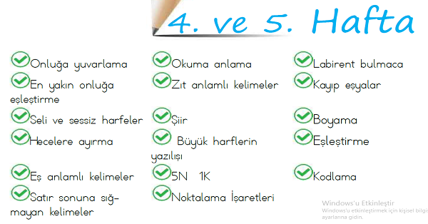 2.Sınıf 4. ve 5.Hafta Tüm Çalışma Yaprakları