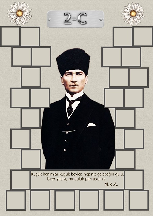 Model 15, 2C şubesi için Atatürk temalı, fotoğraf eklemeli kapı süslemesi - 29 öğrencilik