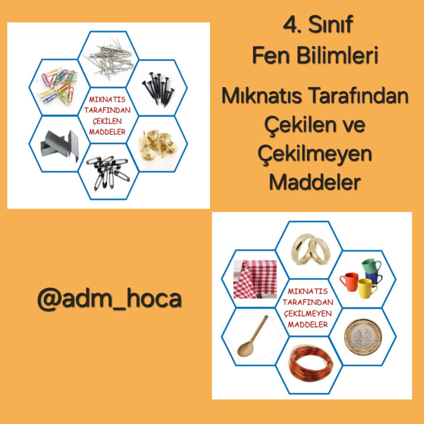 4. Sınıf - Fen Bilimleri - Mıknatıs Tarafından Çekilen ve Çekilmeyen Maddeler Defter Etkinliği