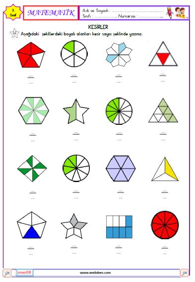 3. Sınıf Matematik Kesirler Etkinliği 6