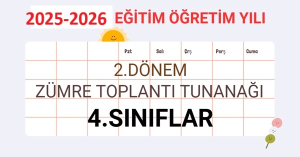 2025-2026 Eğitim Öğretim Yılı 4.Sınıflar 2.Dönem Zümre Öğretmenler Kurulu Toplantı Tutanağı