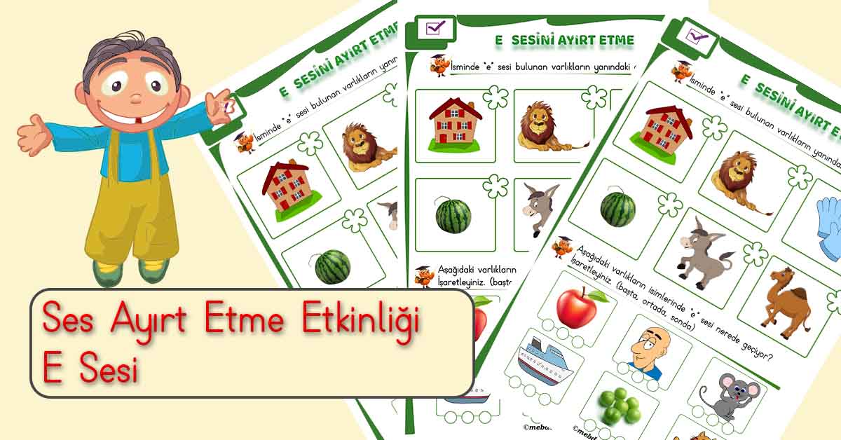 1.Sınıf İlkokuma E Sesi Ayırt Etme Etkinliği