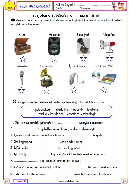 4. Sınıf Fen Bilimleri Ses Teknolojileri Etkinliği 2