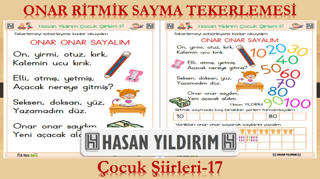 Onar Ritmik Sayma Tekerlemesi (Çocuk Şiirleri-17)