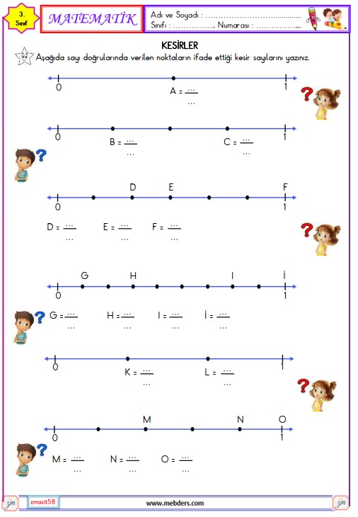 3. Sınıf Matematik Kesirler Etkinliği 7