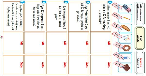 2.Sınıf Matematik Paralarımız-Problemler-3