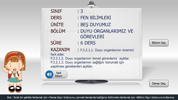 3.Sınıf Fen Bilimleri Duyu Organlarımız ve Görevleri Sunusu