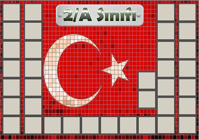 Model 54, 2A şubesi için Türk bayraklı fotoğraf eklemeli kapı süslemesi - 36 öğrencilik