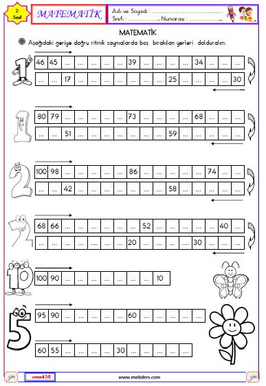 2. Sınıf Matematik Ritmik Saymalar Etkinliği 2