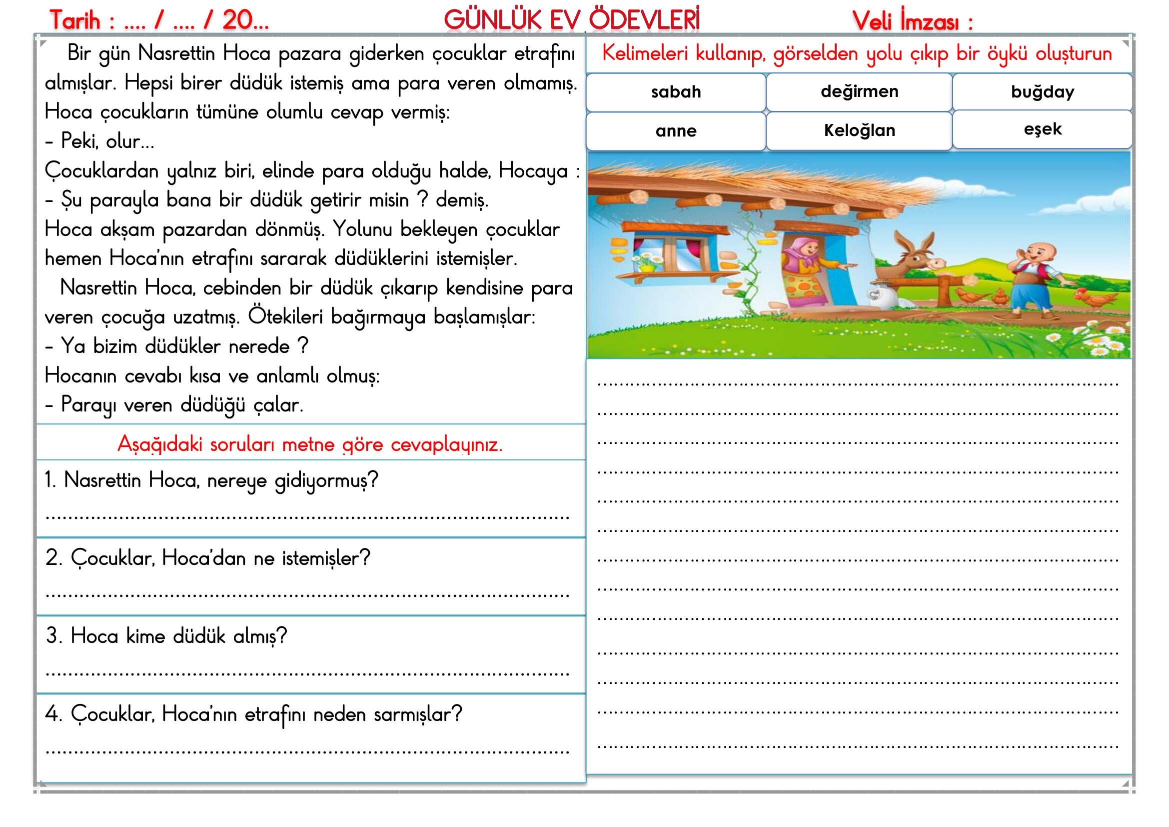 2.Sınıf - 21 Eylül 2026 Günlük Ev Ödevleri