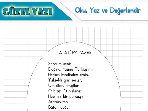 Şiir oku yaz değerlendir etkinliği - Atatürk Yazar