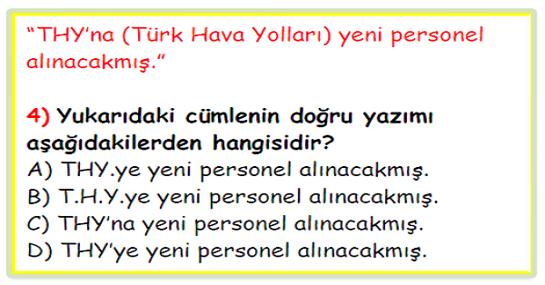 4.Sınıf Türkçe Kısaltmalar Test Etkinliği