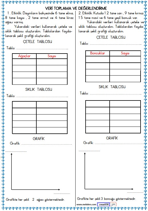 3. Sınıf Matematik Veri ve Tablo Etkinliği 1