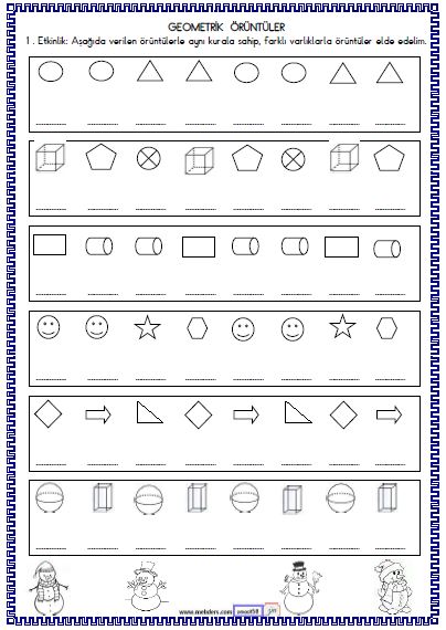 2. Sınıf Matematik Geometrik Örüntüler Etkinliği 4