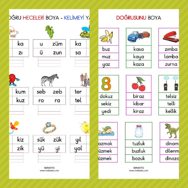 1. Sınıf İlkokuma Yazma - Z Sesi Kelime Etkinliği - 1