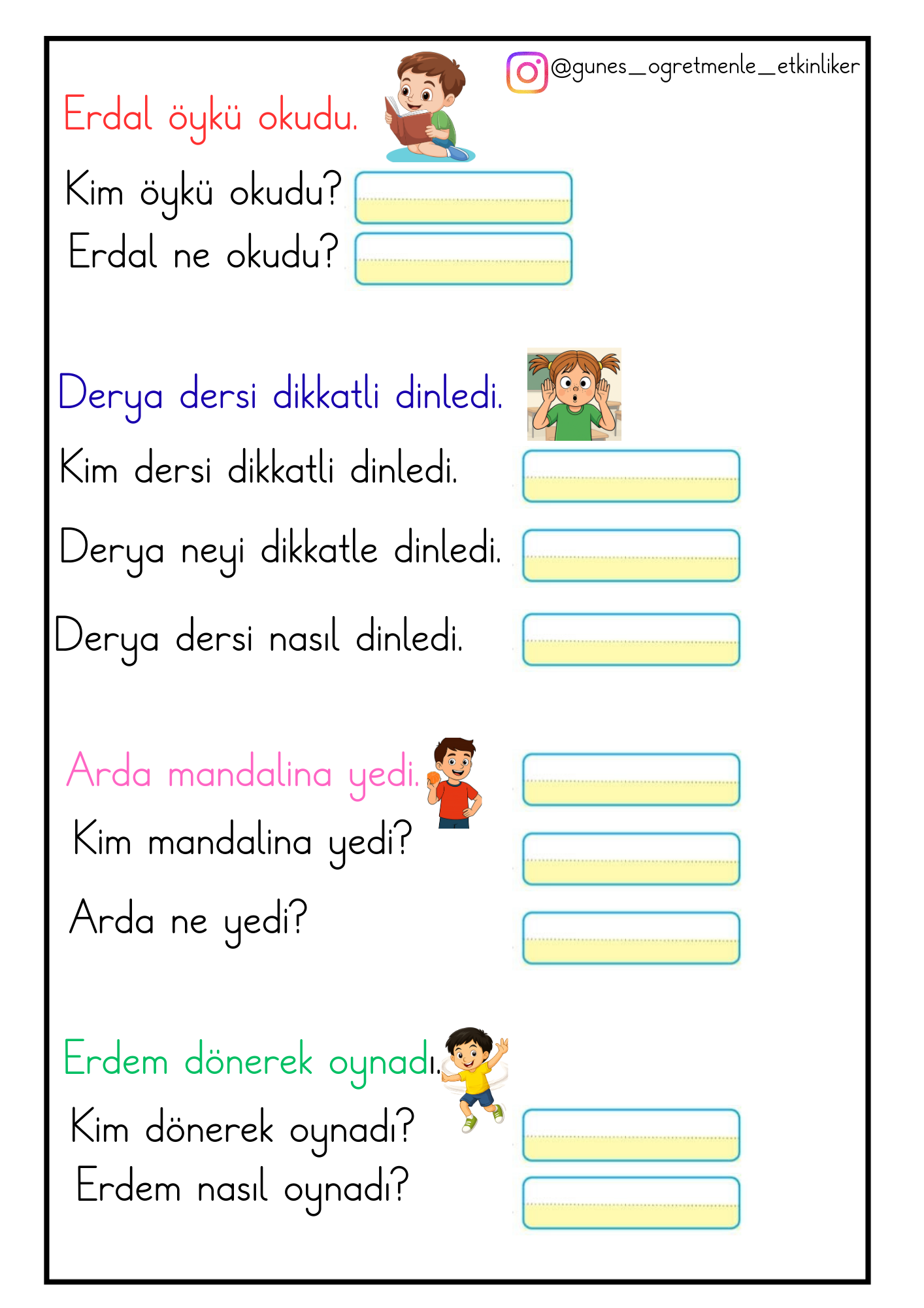1.Sınıf D Sesi Okuma Anlama Etkinlikleri