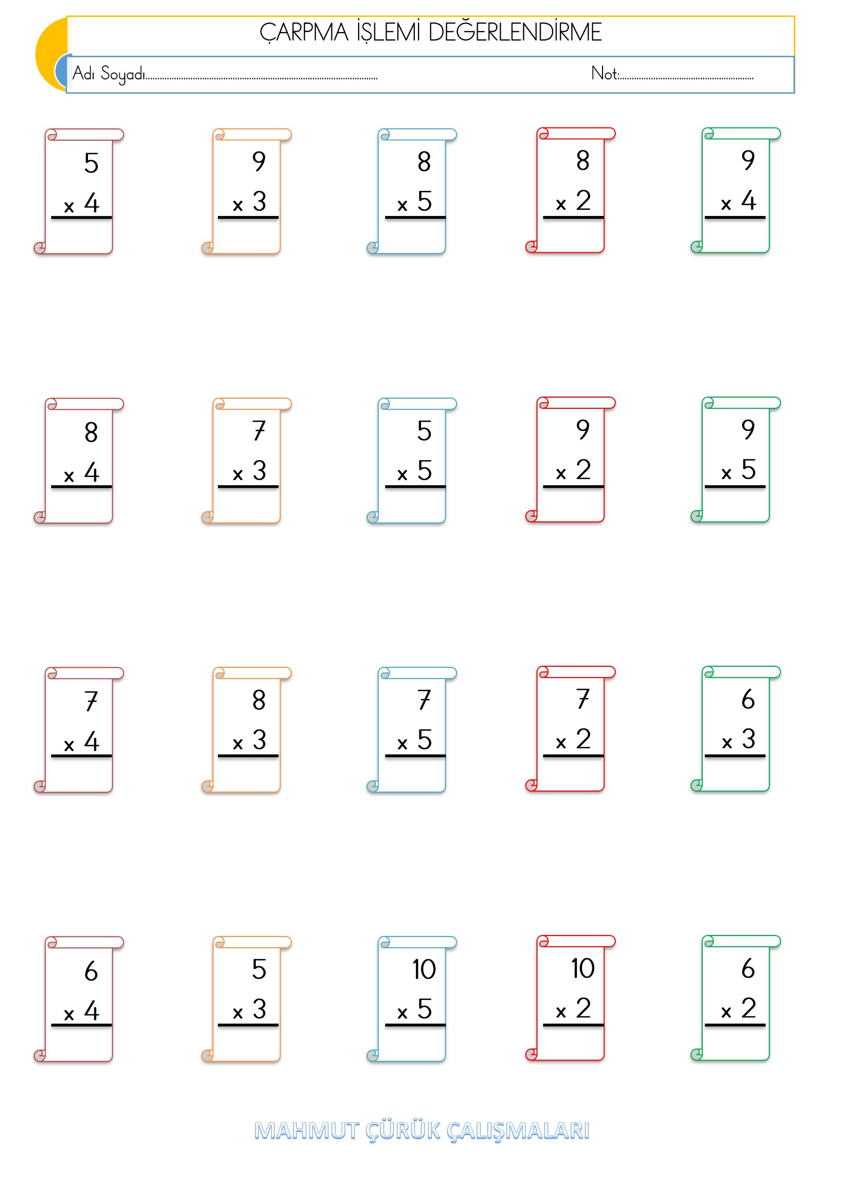 2.Sınıf - Matematik - Çarpma İşlemi Değerlendirmesi