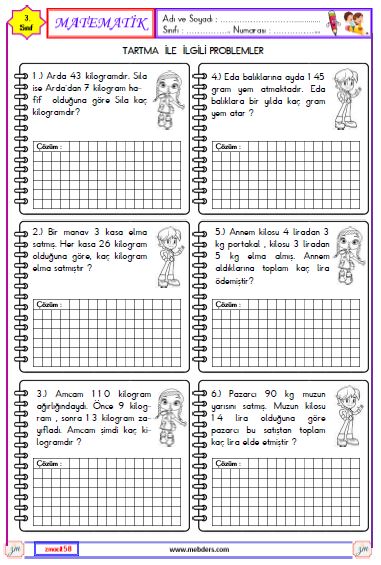 3. Sınıf Matematik Tartma İle İlgili Problemler Etkinliği