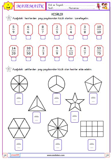 3. Sınıf Matematik Kesirler Etkinliği 15