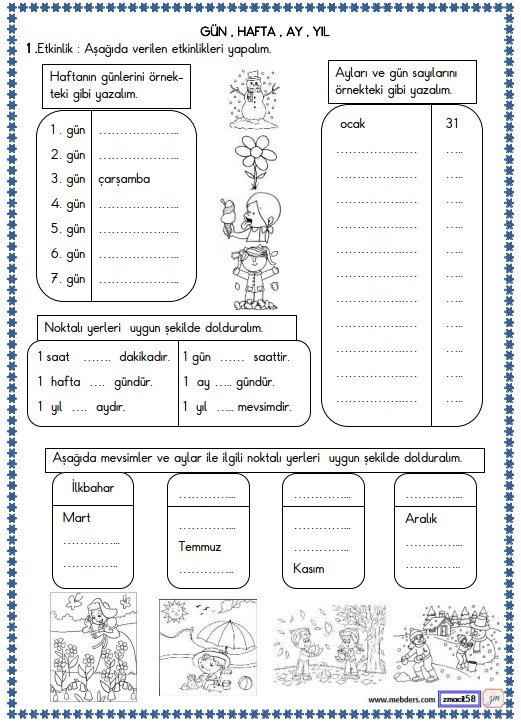 3. Sınıf Matematik Zamanı Ölçü Birimleri Arasındaki İlişkiler Etkinliği 2