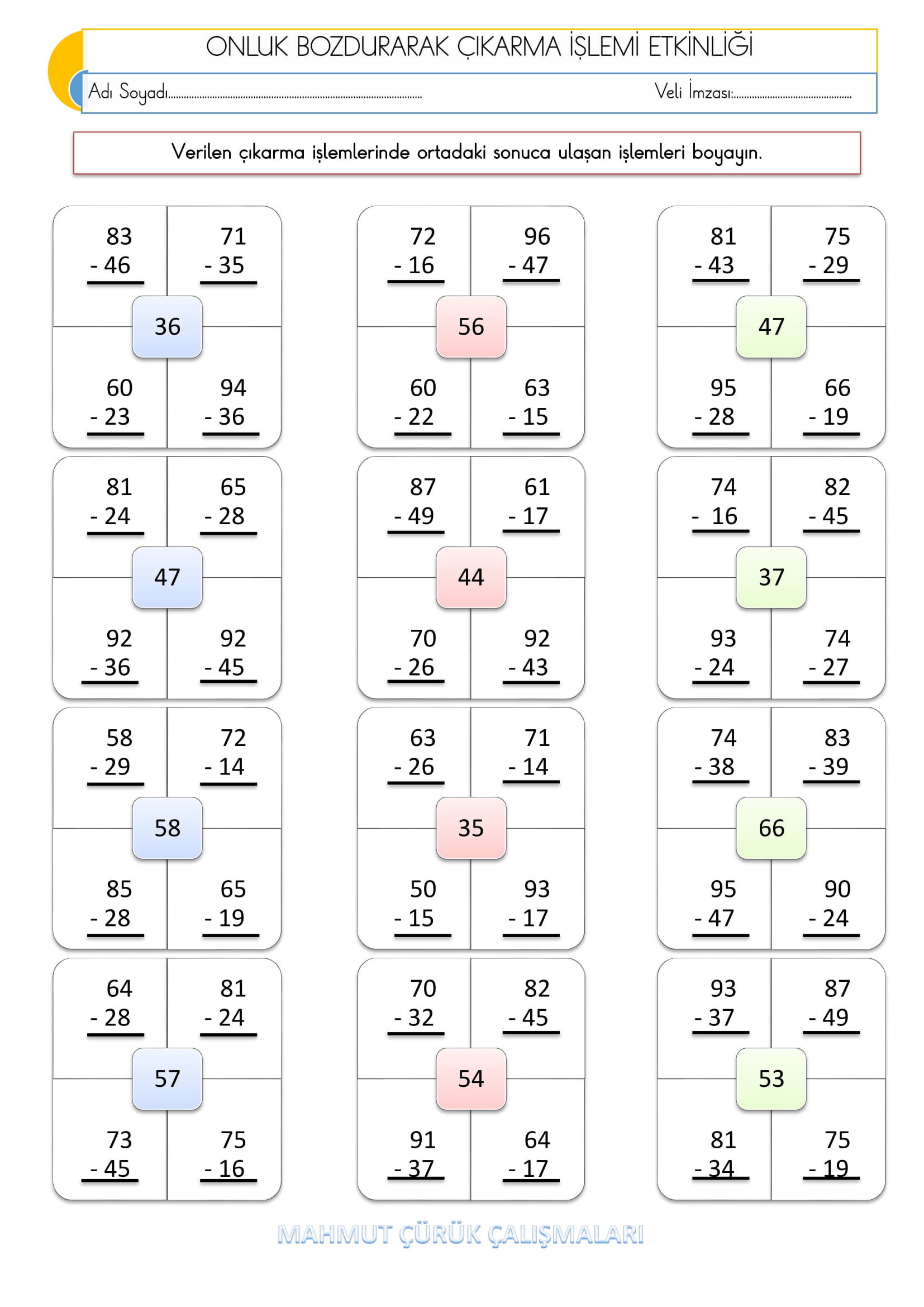 2.Sınıf - Matematik - Onluk Bozdurarak Çıkarma İşlemleri - 2