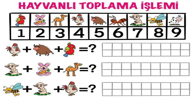 1.Sınıf Matematik Görselli Toplama İşlemi Etkinliği