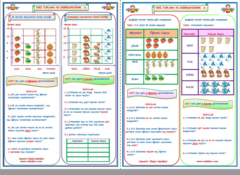 2.Sınıf Matematik Veri Toplama ve Değerlendirme Çalışması 4-5-6-7   (4 Sayfa)