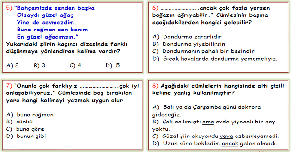 4.Sınıf Türkçe Farklı Düşünmeye Yönlendiren İfadeler Testi