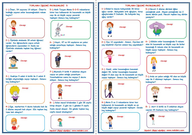2.Sınıf Matematik Toplama İşlemi Problemleri  2