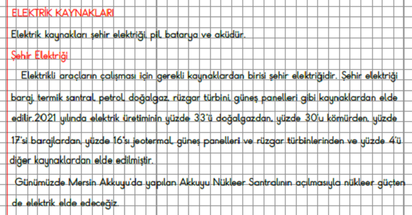 3.Sınıf Fen Bilimleri Elektrik Kaynakları Konu Anlatımı