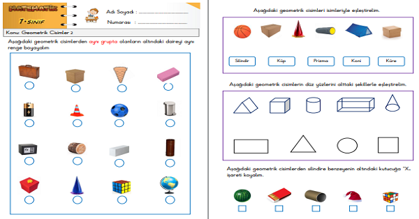 1.Sınıf Matematik Geometrik Cisimler Etkinliği 2