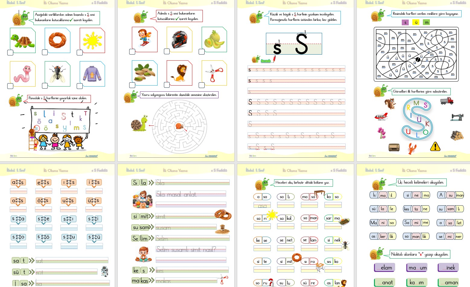 1. Sınıf İlk Okuma Yazma S Sesi FASİKÜLÜ