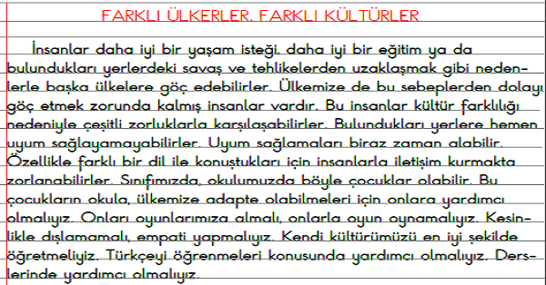 3.Sınıf - Hayat Bilgisi Farklı Ülkeler, Farklı Kültürler Defter Özeti