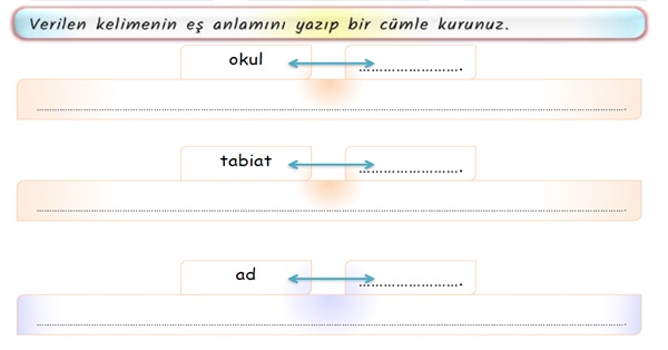 2.Sınıf Türkçe Eş Anlamlı Kelimeler Etkinliği-2