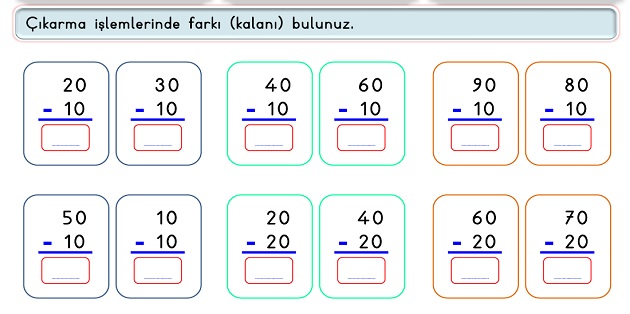 2.Sınıf Matematik Çıkarma İşlemi-Zihinden Çıkarma İşlemi Etkinliği-1