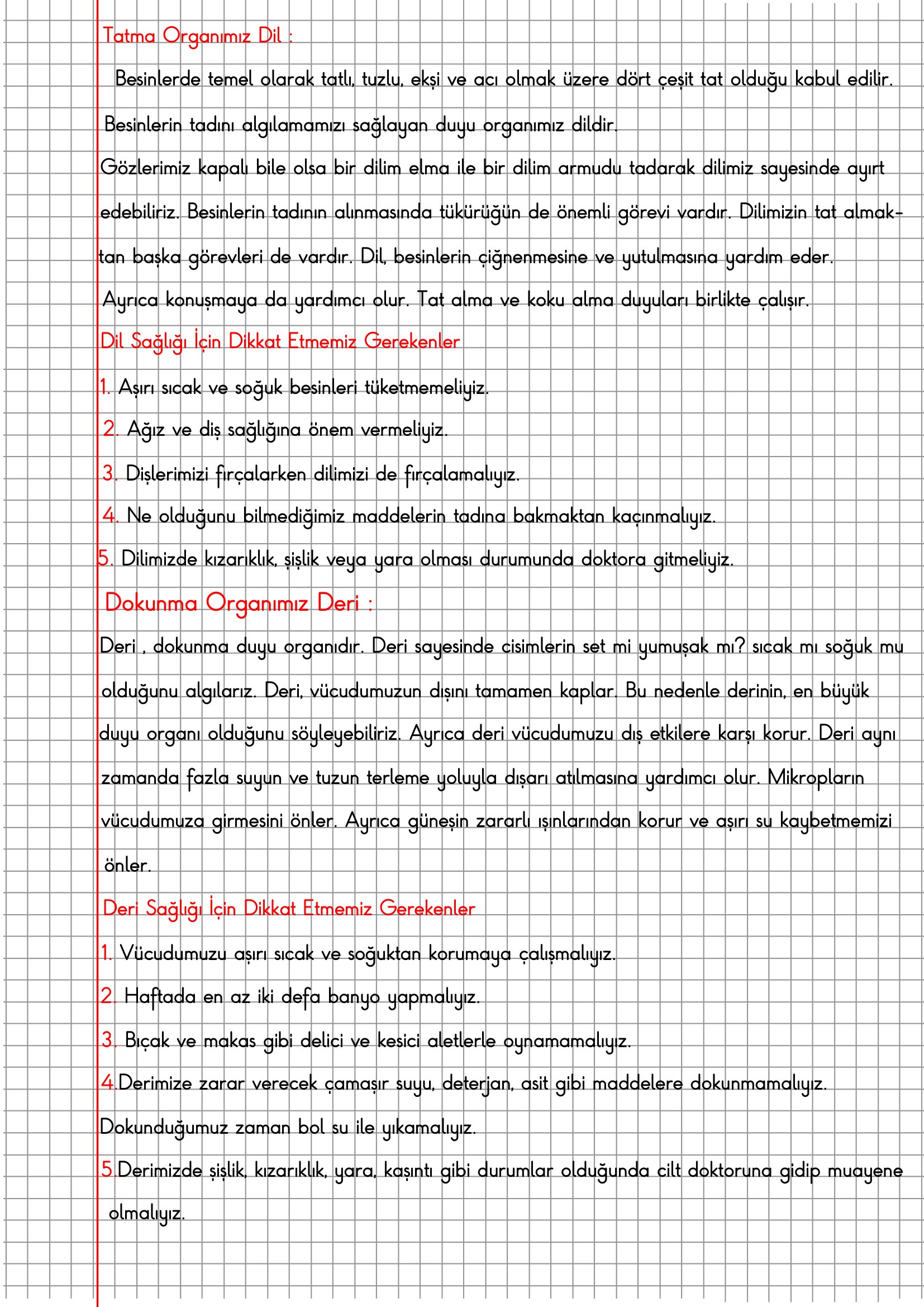 3.Sınıf Fen Bilimleri Duyu Organlarımız (Dil - Deri) Konu Anlatımı