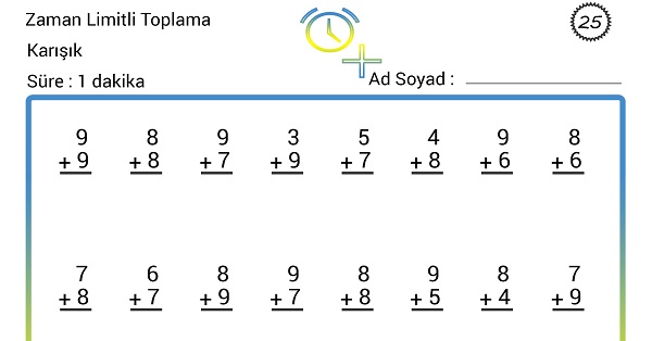 Zaman Limitli Toplama İşlemi Etkinliği 25