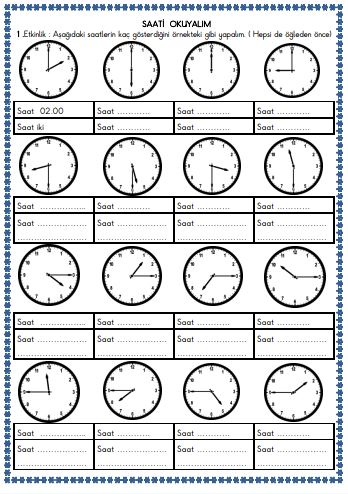 2. Sınıf Matematik Zamanı Ölçme - Saat Etkinliği 1