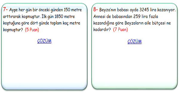 4.Sınıf Matematik Toplama İşlemi Problemleri-1