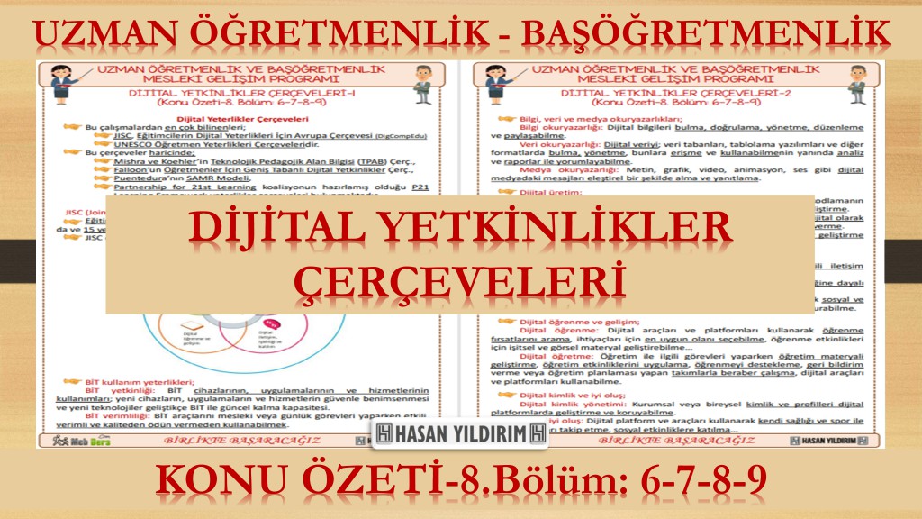 Dijital Yetkinlikler Çerçeveleri (Konu Özeti-8.Bölüm: 6-7-8-9)