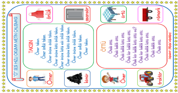 1. Sınıf İlk Okuma Yazma Ö Sesi Hızlı Okuma Çalışması