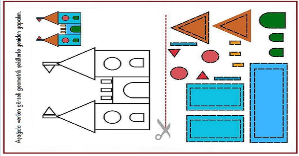 1. Sınıf Matematik Geometrik Şekillerle Görseller Oluşturma Kes-Yapıştır Etkinliği 2